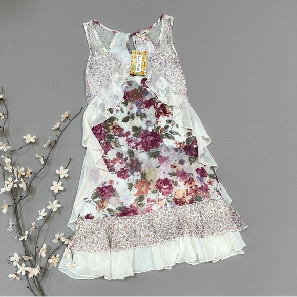 NWT! LULUMARI boho floral patchwork romantic dress, S. - Picture 5 of 13